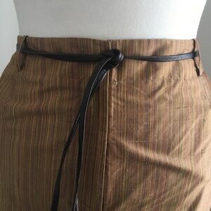 NWOT Belted Silk Skirt w Front Pleat + Pockets 14